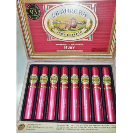 狮子王罗伯图雪茄红筒8支装La Aurora Robusto Maduro Ruby